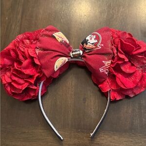 Red Floral Headband with Bow